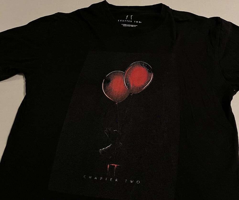 IT Chapter Two Stephen King Horror Movie Clown Balloon T-Shirt MEDIUM Black